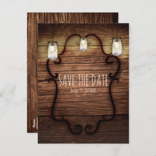 Rustige landenhout en lichte maden sparen datum aankondigingskaart (Voorkant / Achterkant)