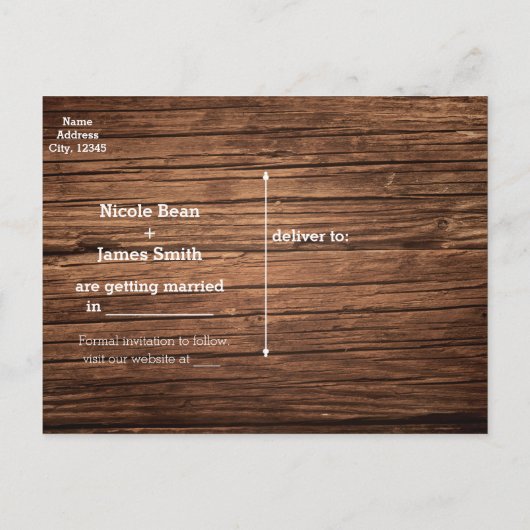 Rustige landenhout en lichte maden sparen datum aankondigingskaart (Achterkant)