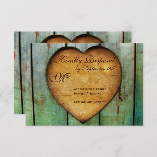 Rustige landenkaarten met hartwout RSVP-kaarten RSVP Kaartje (Voorkant / Achterkant)