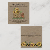 Rustige Landenkaas Fence Sunflower Kraft Vierkante Visitekaartje (Voorkant / Achterkant)