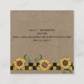 Rustige Landenkaas Fence Sunflower Kraft Vierkante Visitekaartje (Achterkant)