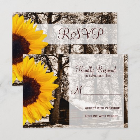 Rustige landenkool - Zonnebloem - RSVP - kaarten (Voorkant / Achterkant)