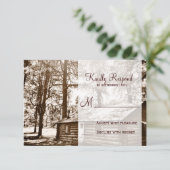 Rustige landenkoolstof Sepia Wedding RSVP-kaarten RSVP Kaartje (Staand voorkant)