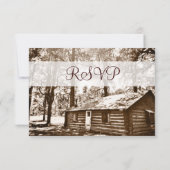Rustige landenkoolstof Sepia Wedding RSVP-kaarten RSVP Kaartje (Achterkant)