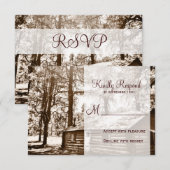 Rustige landenkoolstof Sepia Wedding RSVP-kaarten RSVP Kaartje (Voorkant / Achterkant)