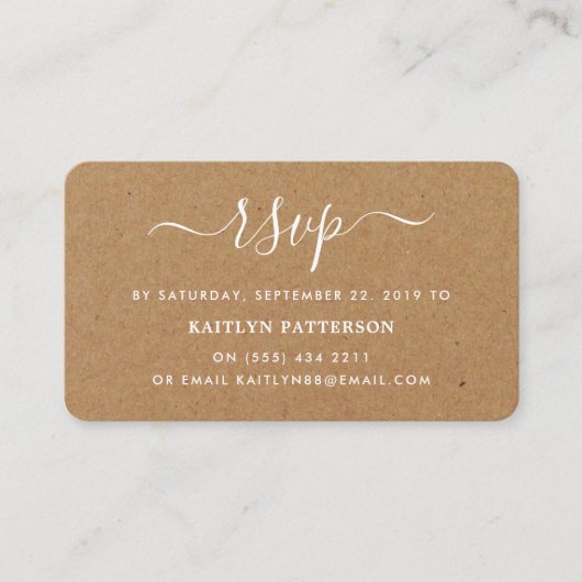Rustige landenKraft Simple Script RSVP Informatiekaartje (Voorkant)