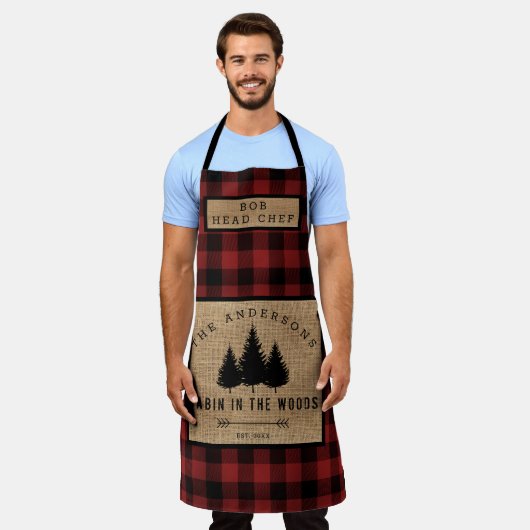 Rustige landennaam Cabin in Wood Hoofd Chef Schort (Gedragen)
