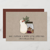 Rustige landensneeuwman en goudbrood feestdagenkaart (Voorkant / Achterkant)