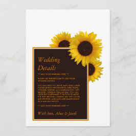 Rustige landenzonnebloemen - Detail van het huweli Informatiekaartje