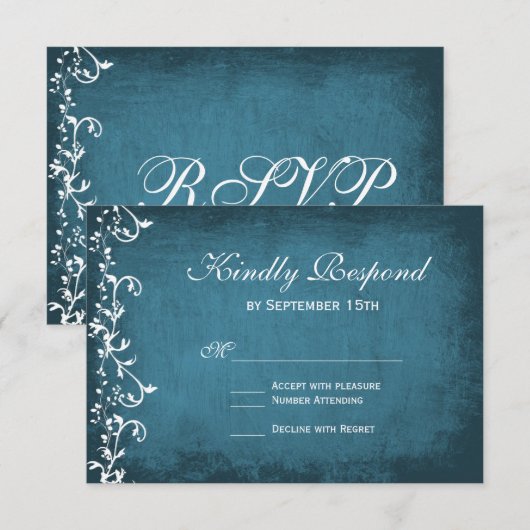 Rustige landenzwemmers Blue Wedding RSVP-kaarten RSVP Kaartje (Voorkant / Achterkant)