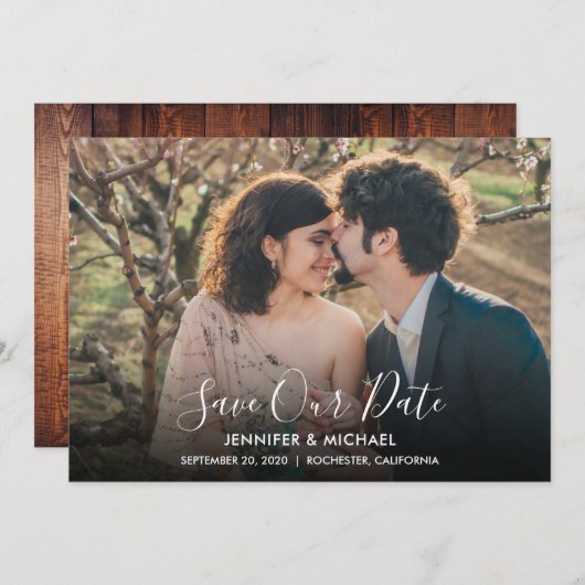 Rustige landfoto's bruiloft Opslaan Datum kaart (Voorkant / Achterkant)