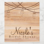 Rustige landhout en Mason Jars Barn Wedding Wine Wijn Etiket (Enkel label)