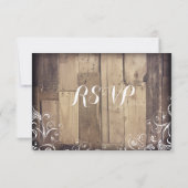 Rustige landhout Vloeiende RSVP-kaarten RSVP Kaartje (Achterkant)