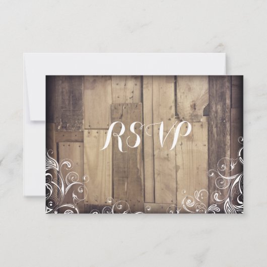 Rustige landhout Vloeiende RSVP-kaarten RSVP Kaartje (Achterkant)