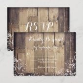 Rustige landhout Vloeiende RSVP-kaarten RSVP Kaartje (Voorkant / Achterkant)