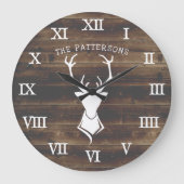 Rustige landhouten boerderij Deer met Antlers Grote Klok (Voorkant)