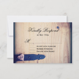 Rustige landhouten lucifers RSVP-antwoordkaarten RSVP Kaartje