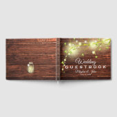 Rustige landhouten Mason Jar String Lights-boom Gastenboek (Volledig)