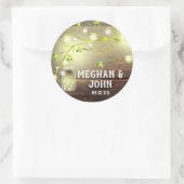 Rustige landhouten Mason Jar String Lights-boom Ronde Sticker (Tas)