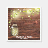 Rustige landhouten Mason Jar String Lights-boom Servet (Voorkant)