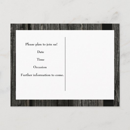 Rustige landhoutsnede: bespaar de datum aankondigingskaart (Achterkant)