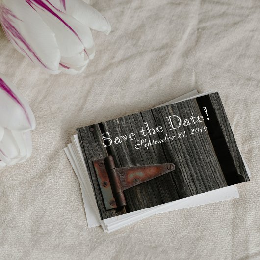 Rustige landhoutsnede: bespaar de datum aankondigingskaart