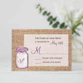 Rustige landkaart Mason Jar Burlap Wedding RSVP-ka RSVP Kaartje (Staand voorkant)