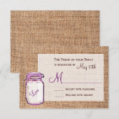 Rustige landkaart Mason Jar Burlap Wedding RSVP-ka RSVP Kaartje (Voorkant / Achterkant)