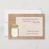 Rustige landkaart Mason Jar Burlap Wedding RSVP-ka RSVP Kaartje (Voorkant)