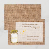 Rustige landkaart Mason Jar Burlap Wedding RSVP-ka RSVP Kaartje (Voorkant / Achterkant)