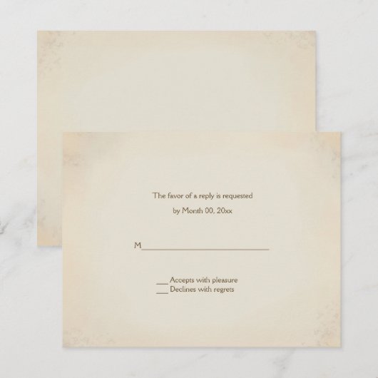 Rustige landkaarten voor Westerne weddenschappen RSVP Kaartje (Voorkant / Achterkant)