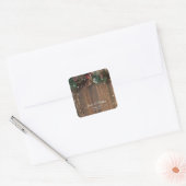 Rustige landkerst Pine Garland Wood Snow Vierkante Sticker (Envelop)