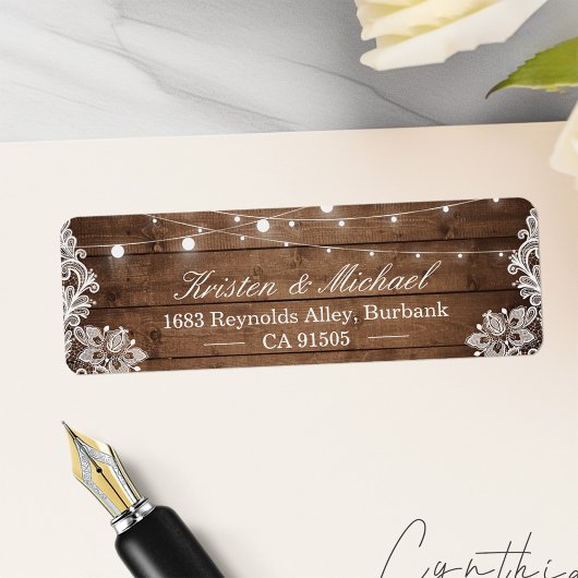 Rustige Landkreis Barn Wood String Lights Lace Etiket