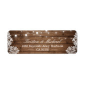 Rustige Landkreis Barn Wood String Lights Lace Etiket (Voorkant)