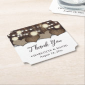 Rustige landlantaarn Barn Wood Burlap Lace Kartonnen Onderzetters (Gekanteld)