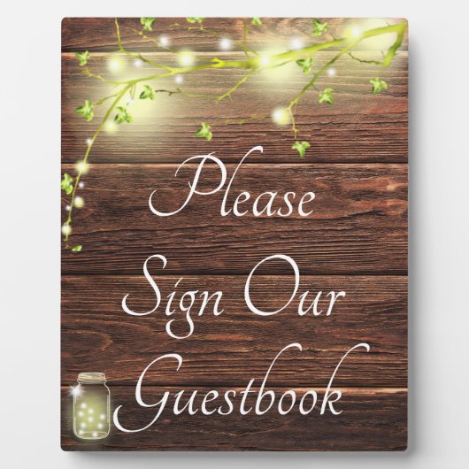 Rustige landmason String Lights Guestbook Fotoplaat (Voorkant)