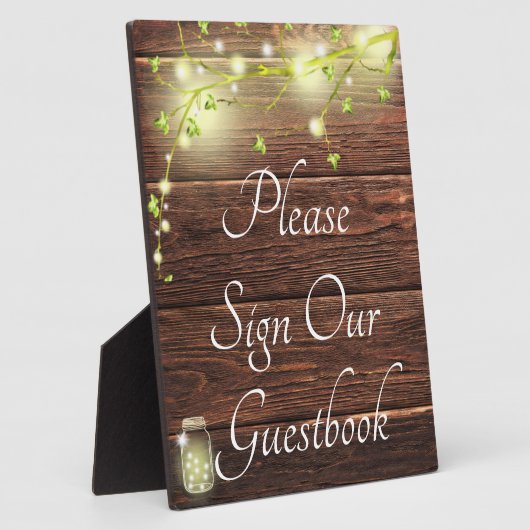 Rustige landmason String Lights Guestbook Fotoplaat (Zijkant)