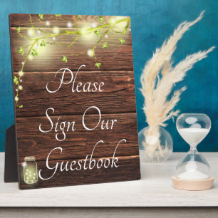 Rustige landmason String Lights Guestbook Fotoplaat