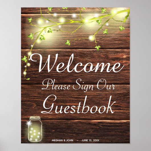Rustige landmason String Lights Guestbook Poster (Voorkant)