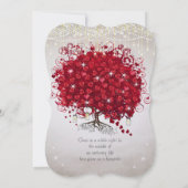 Rustige landmoeras Jar Red en Silver Tree Wedding Kaart (Achterkant)