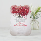 Rustige landmoeras Jar Red en Silver Tree Wedding Kaart (Staand voorkant)