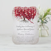 Rustige landmoeras Jar Red en Silver Tree Wedding Kaart (Staand voorkant)