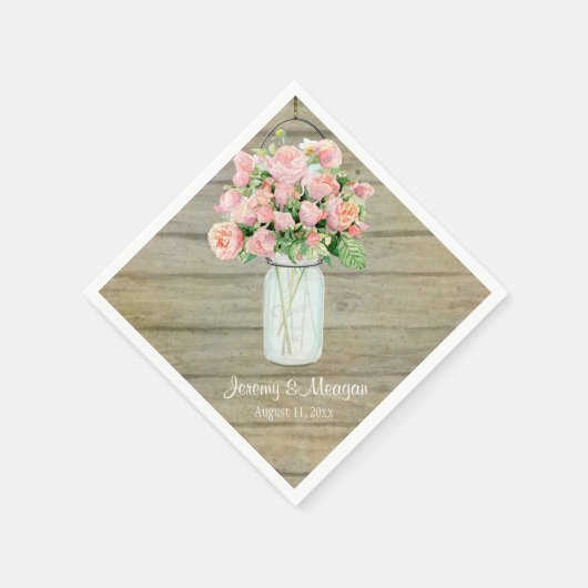 Rustige landmoerasjar Flowers Blush Rozen Servetten (Hoek)