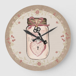 Rustige landmoeraslandmuts: jar Love Key Wall klok