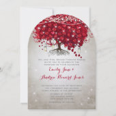 Rustige landmoeraspot Jar Red Silver Tree Wedding Kaart (Voorkant)