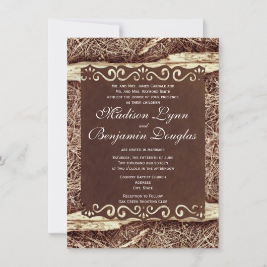 Rustige landneusnaalden Camo Wedding Invites Kaart (Voorkant)