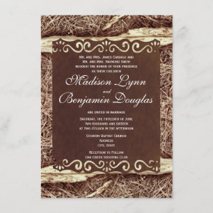 Rustige landneusnaalden Camo Wedding Invites Kaart