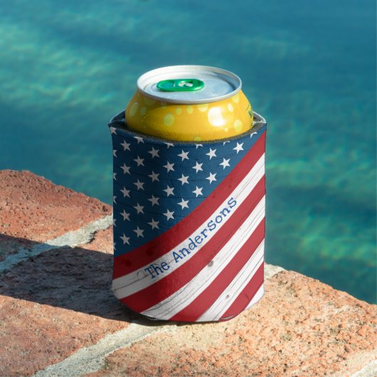 Rustige landpatriottische sterren Stripes VS-vlag Blikjeskoeler (Insitu Zwembad)