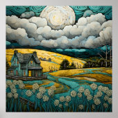 Rustige landschap met charmante boerderij poster (Voorkant)