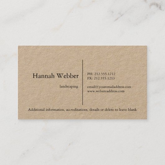 Rustige landschapsbomen logo groen kraftpapier visitekaartje (Achterkant)